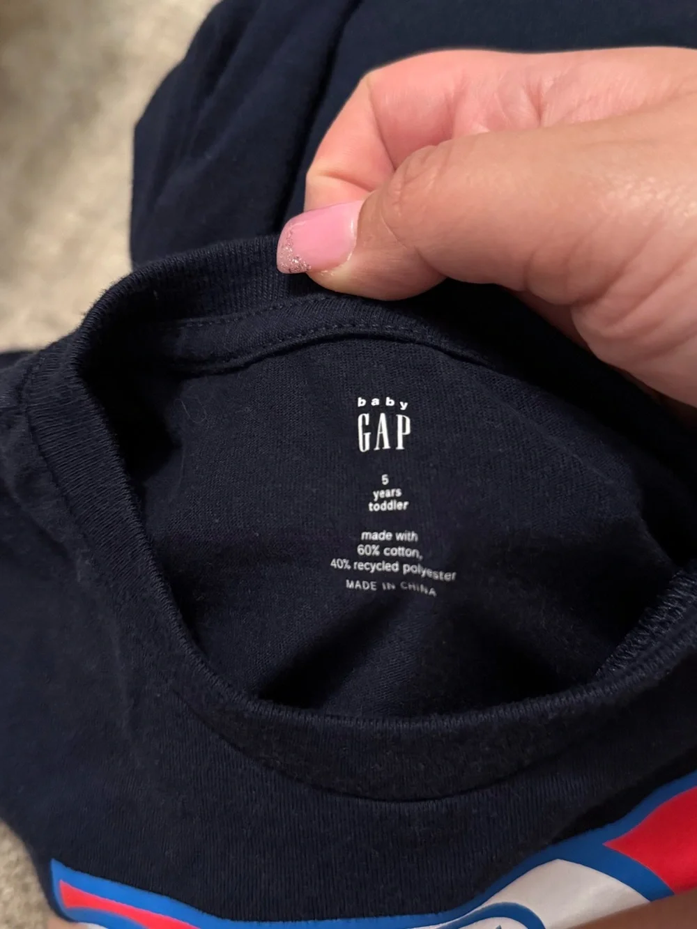 GAP Navy Super Mario Long Sleeve Tee with Red and White Graphic size 5